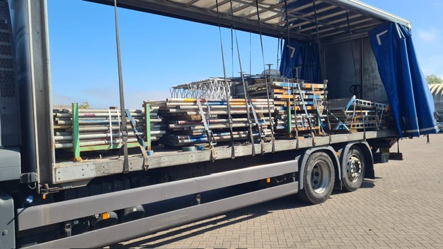 Scaffolding loaded on trailer