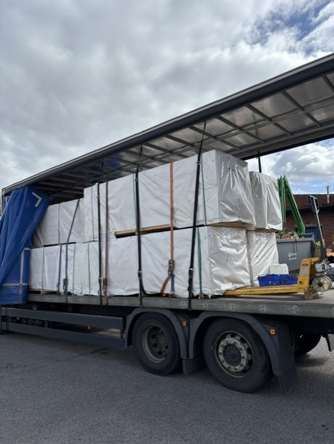 Wrapped pallets loaded